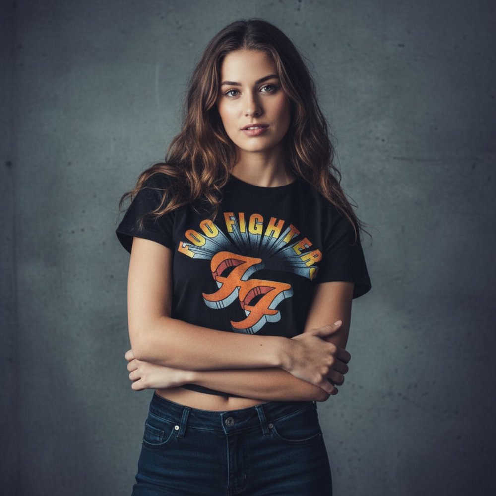 Foo Fighters - Retro Rock Emblem Crop top - Schwarz